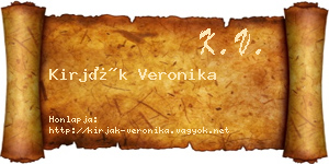 Kirják Veronika névjegykártya